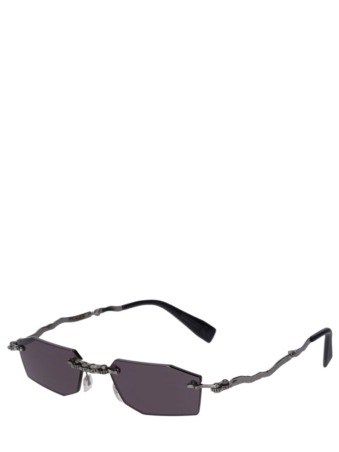 Shop Kuboraum Berlin H40 Metal Machinery Rimless Sunglasses In Black,grey