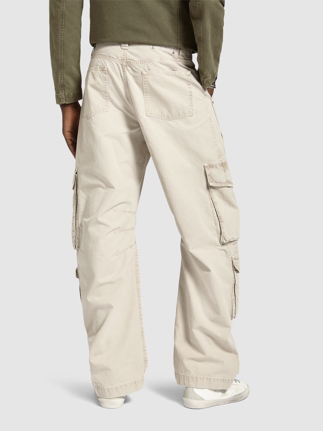 Shop Golden Goose Journey Cotton Cargo Pants In Beige