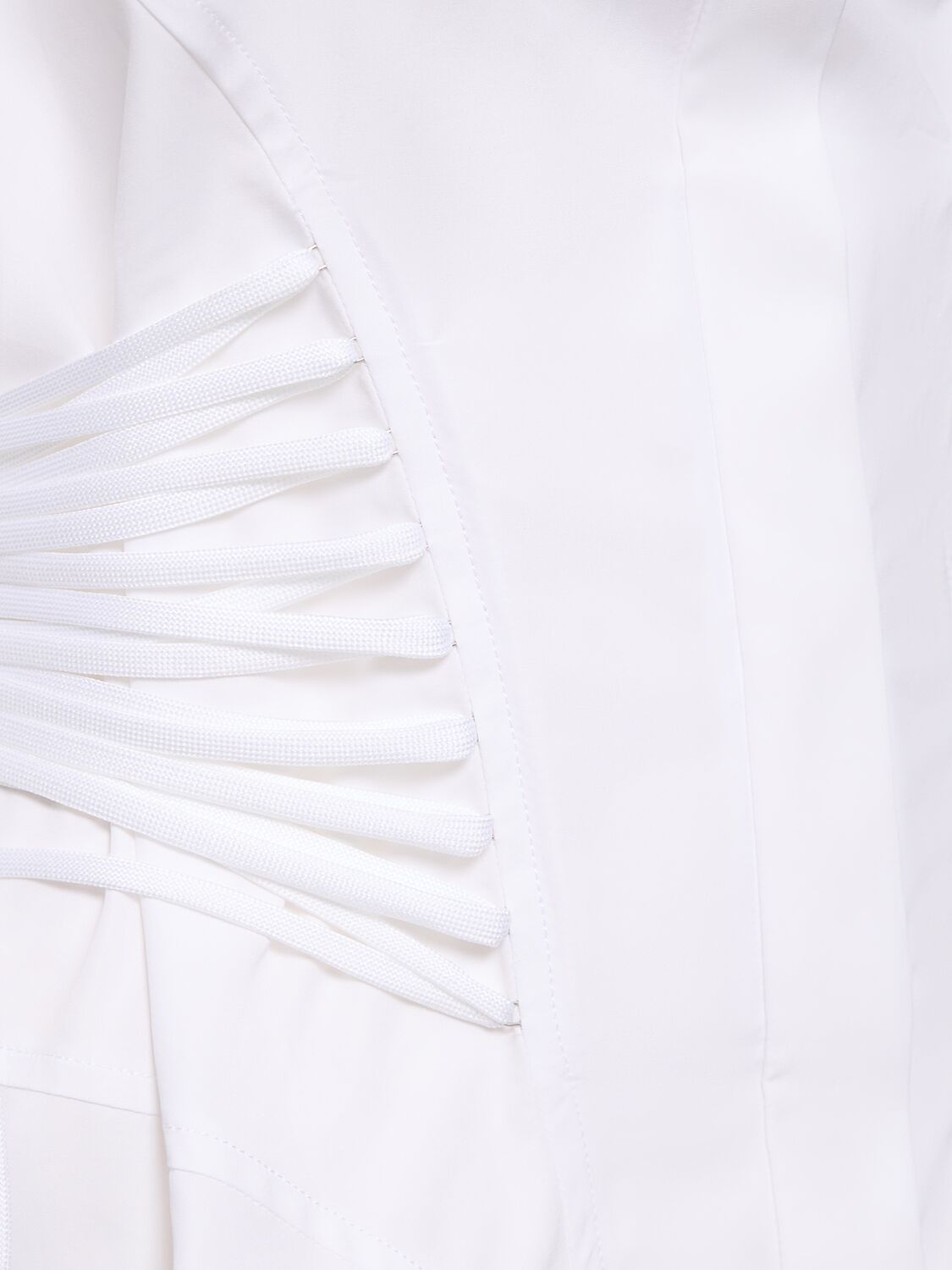 Shop Mugler Fitted Cotton Poplin Shirt In Off White