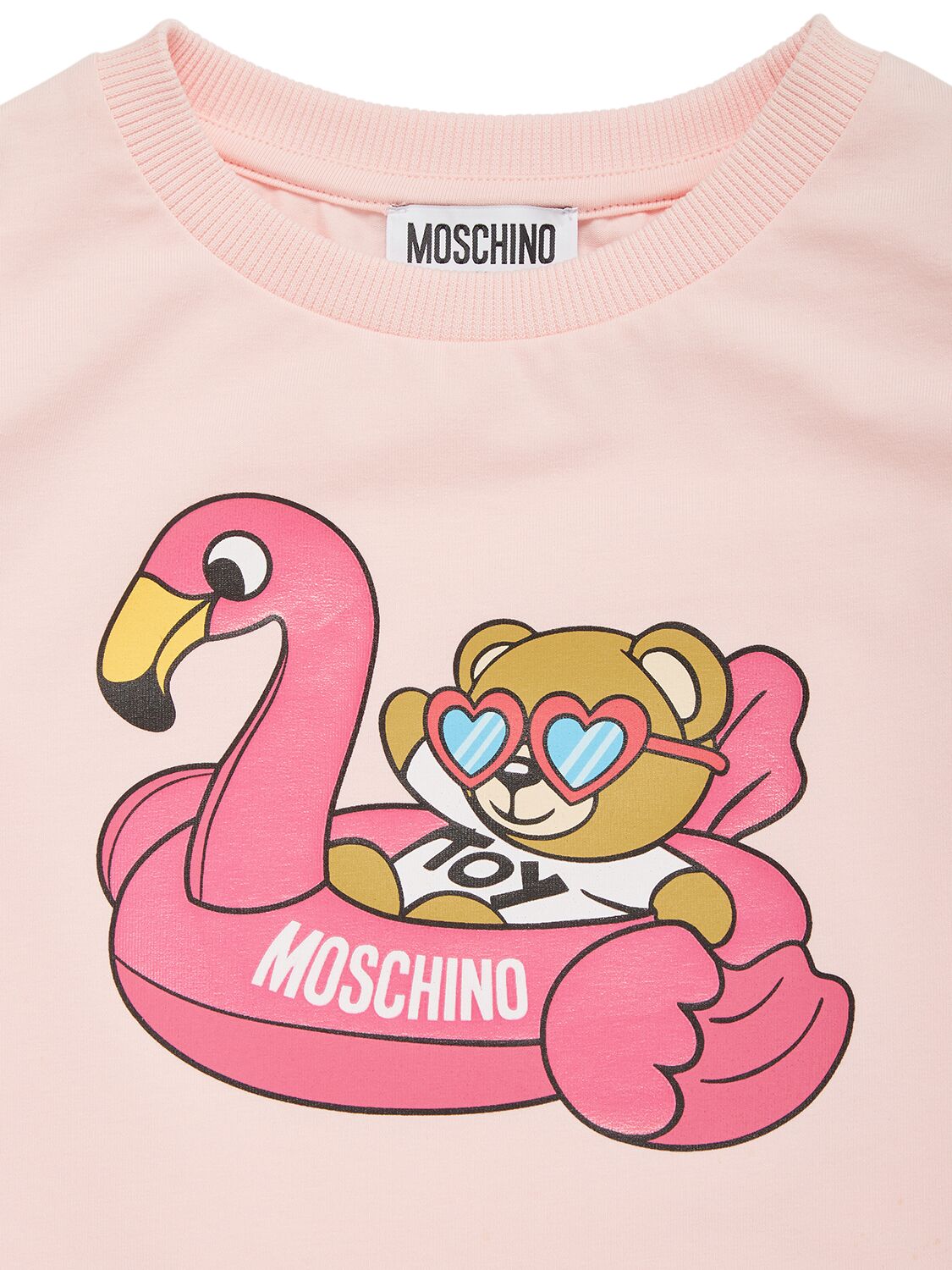 Shop Moschino Cotton Jersey Cropped T-shirt In Pink