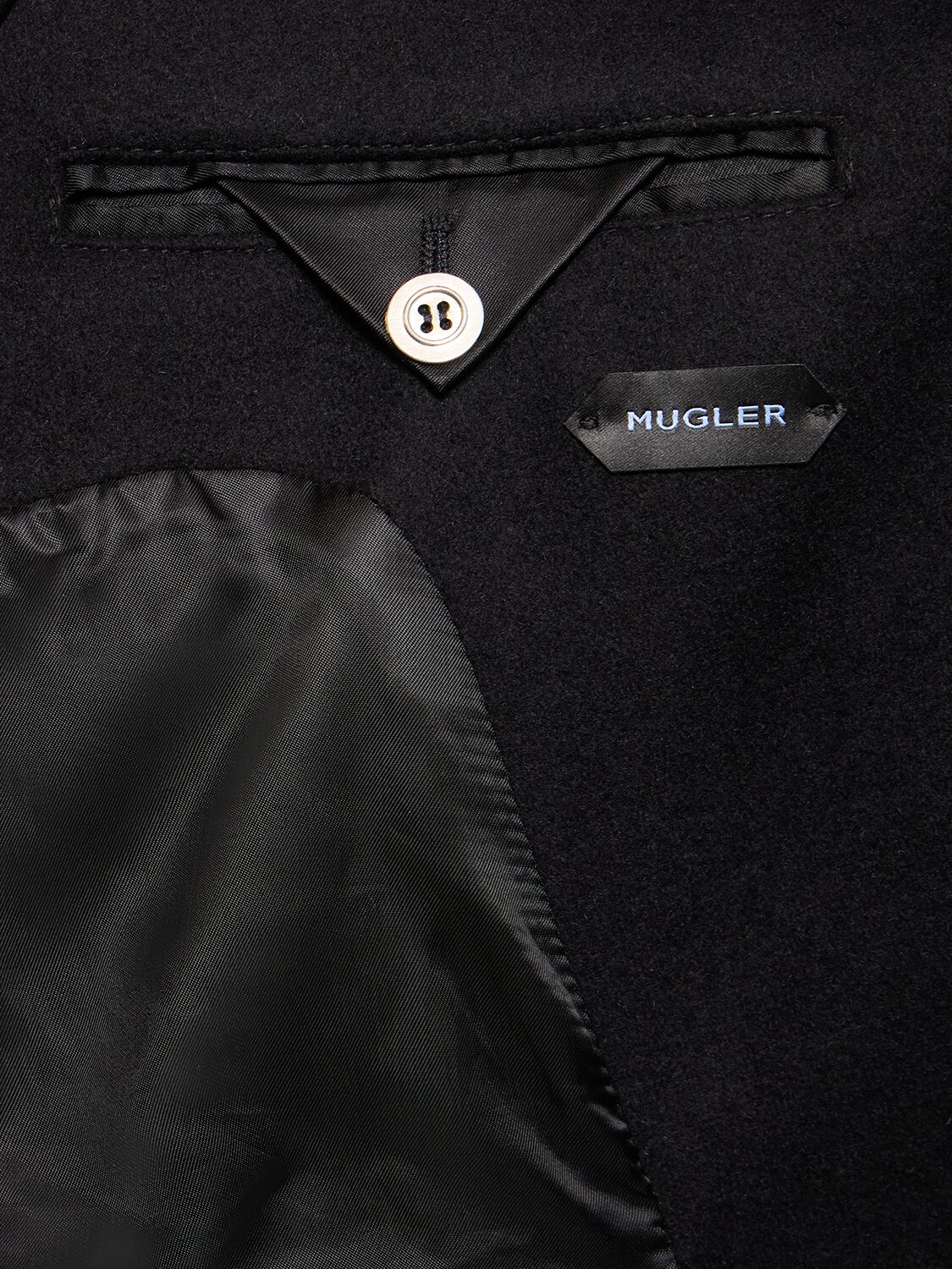 Shop Mugler Wool Blend Twill Midi Coat In Black