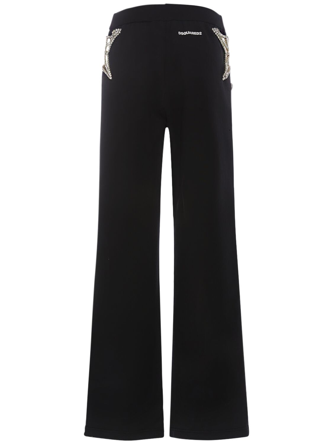 Shop Dsquared2 Embroidered Stars Straight Pants In Black