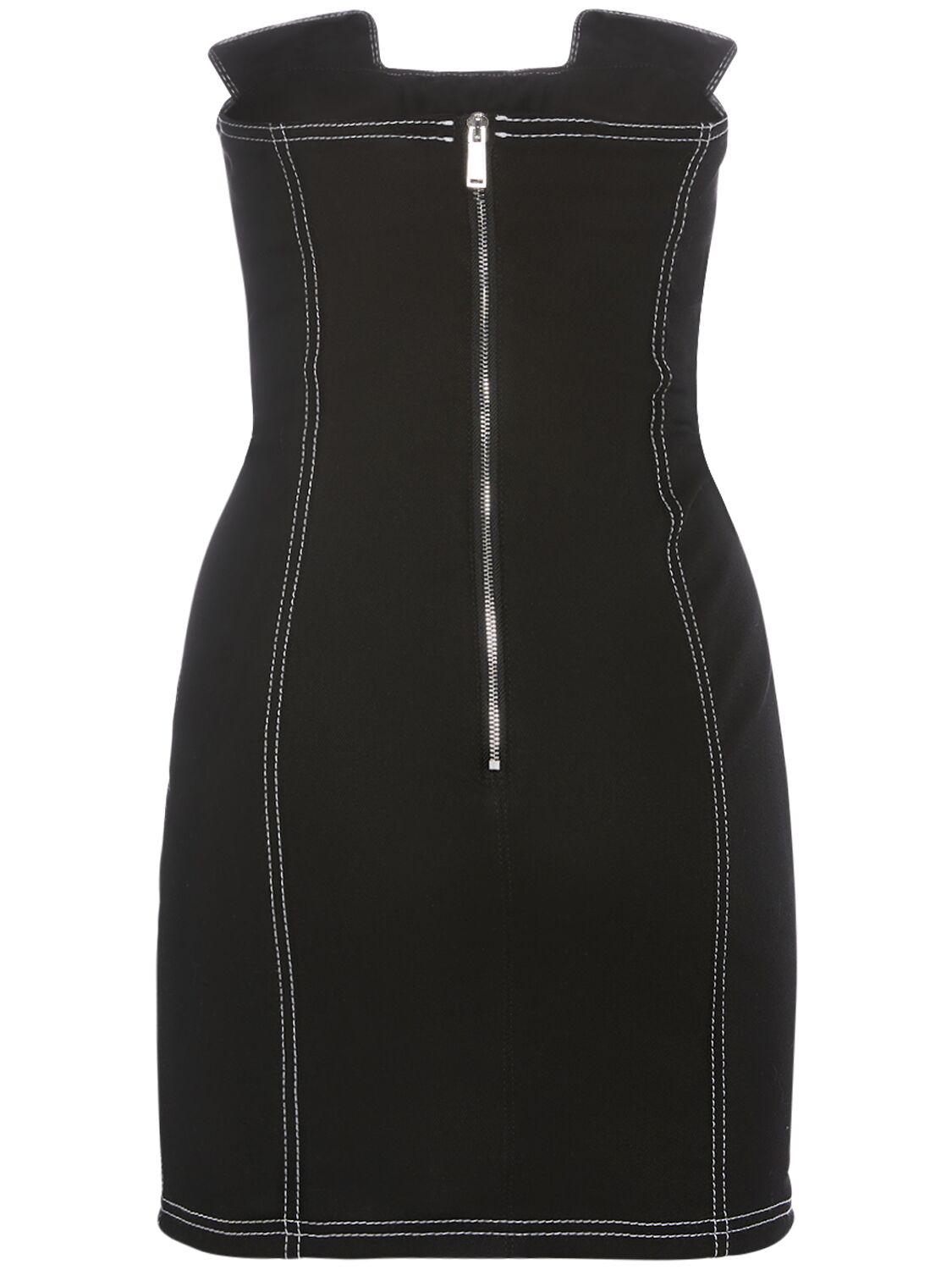 Shop Dsquared2 Denim Strapless Lace-up Mini Dress In Black,multi
