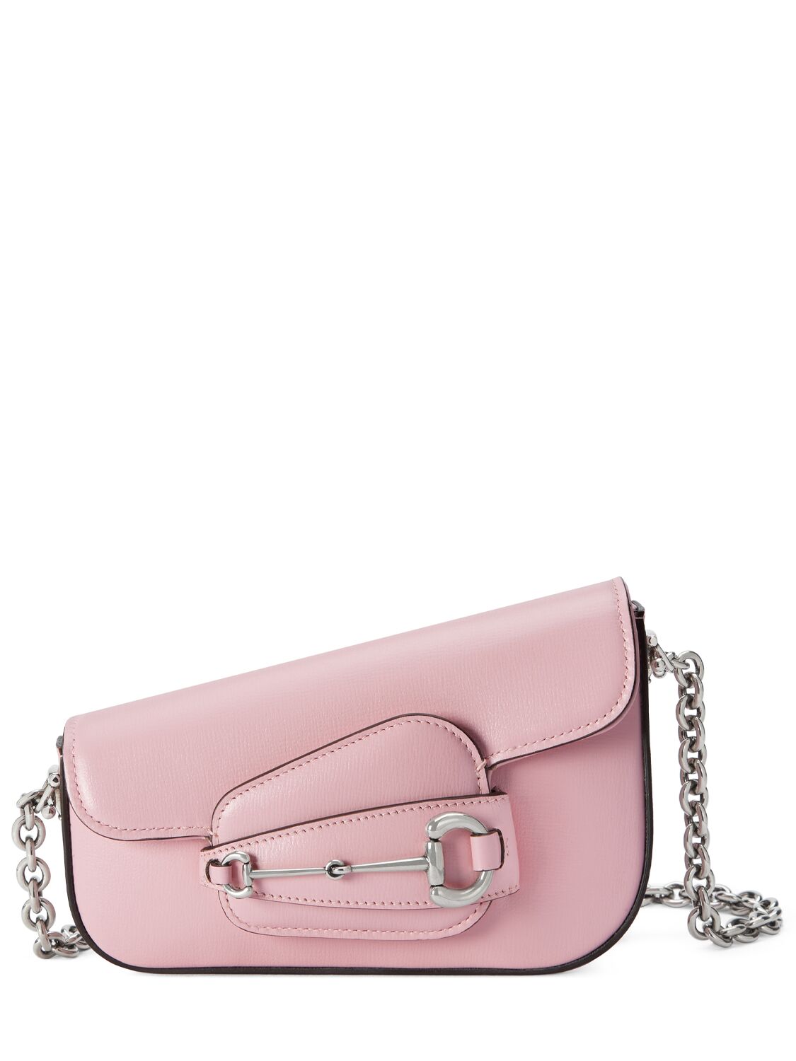 Shop Gucci Mini Horsebit 1955 Leather Shoulder Bag In Sugar Pink