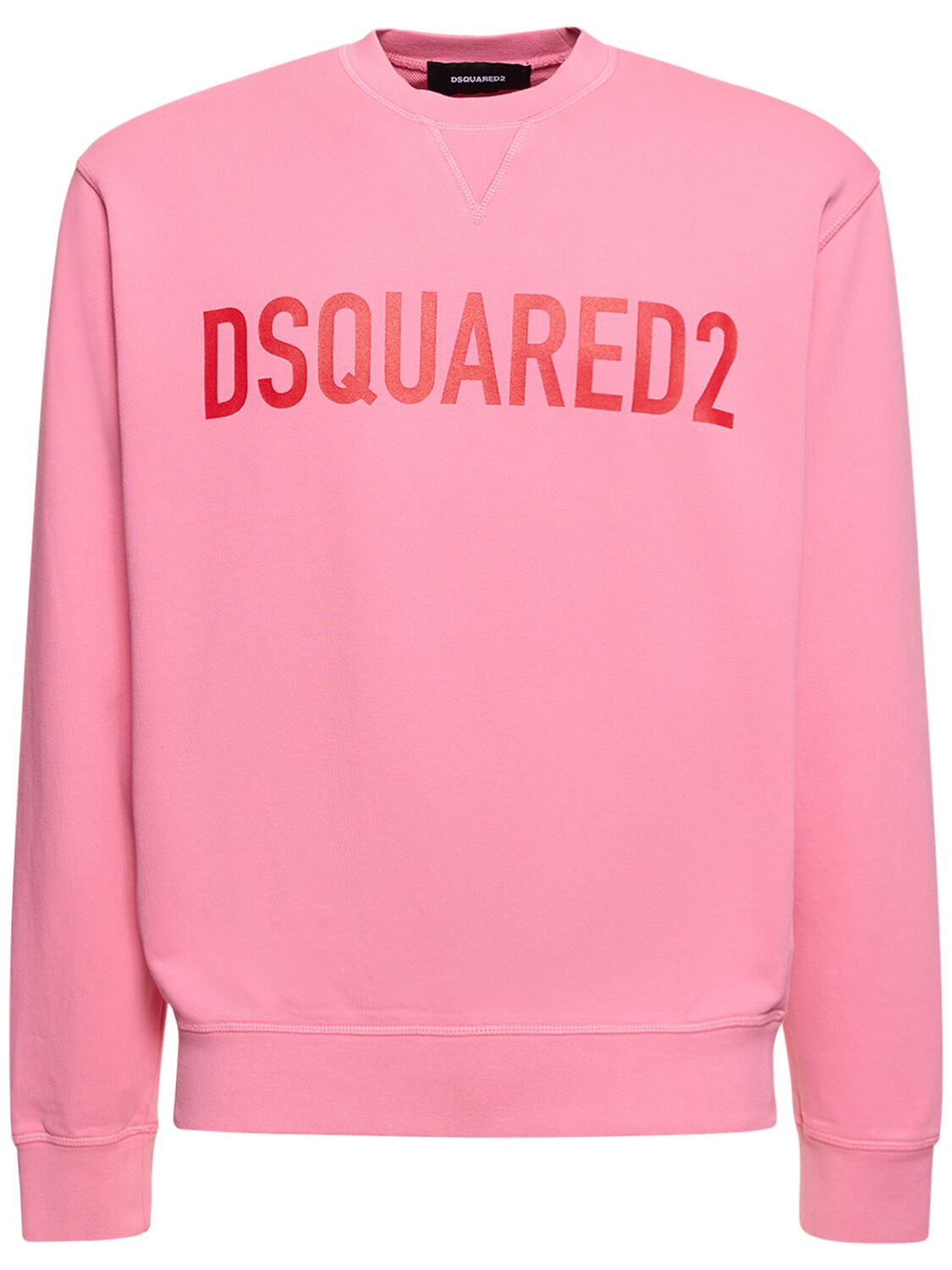 Shop Dsquared2 Logo Cool Fit Cotton Crew Sweatshirt In Rosa