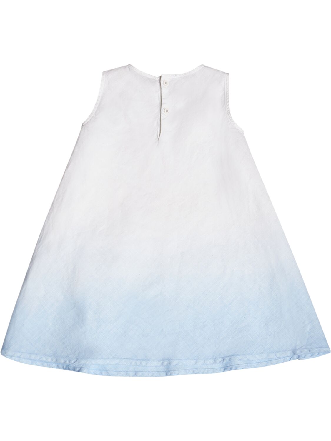 Shop Il Gufo Degradé Linen Dress In White,blue
