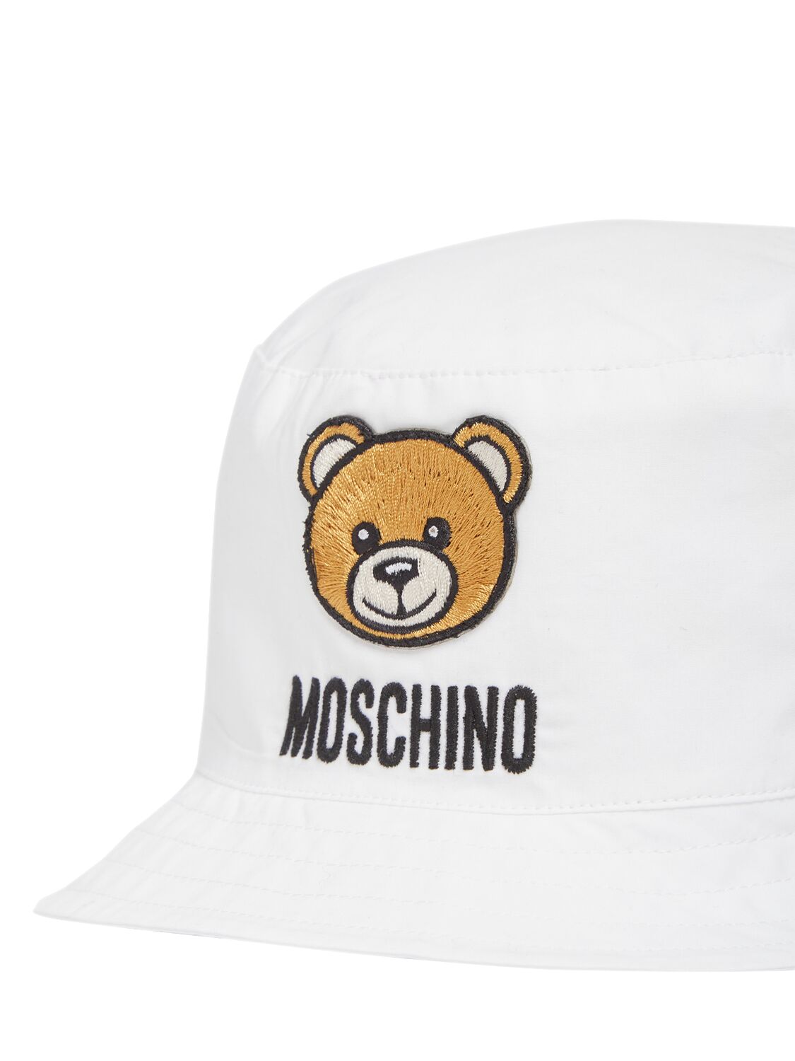 Shop Moschino Cotton Poplin Bucket Hat In 화이트