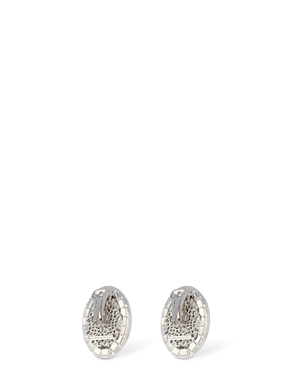 Shop Alessandra Rich Small Oval Crystal Earrings In Silver