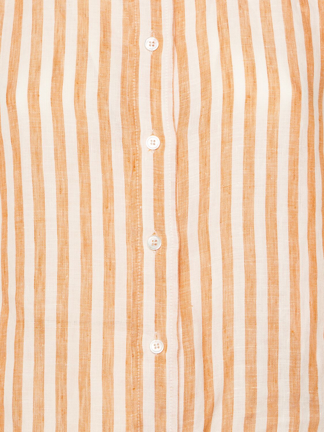 Shop Weekend Max Mara Lari Striped Linen Canvas Shirt In White,orange