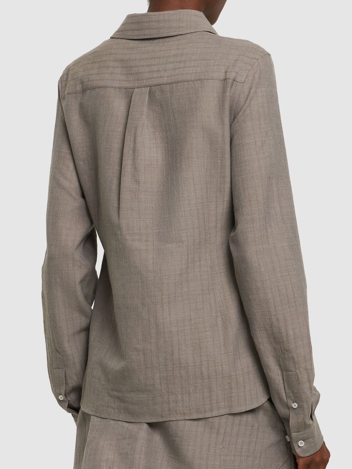 Shop Saks Potts Rylo Wool Blend Shirt In Grey Stripe