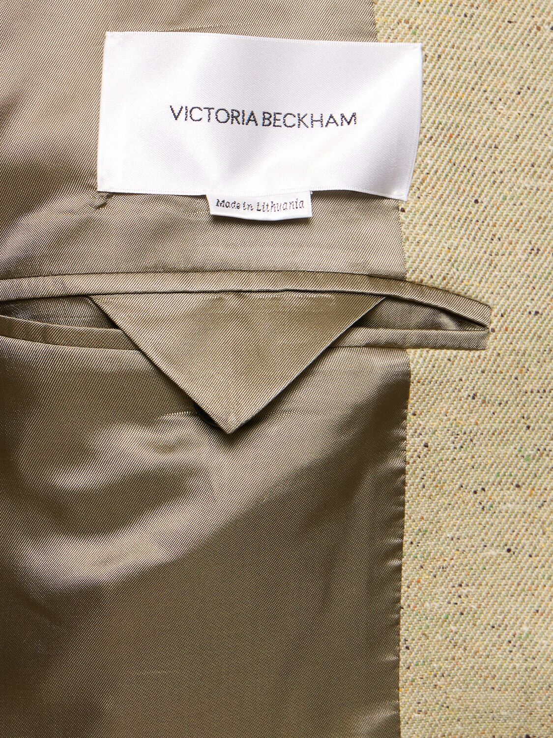 Shop Victoria Beckham Collarless Single Breast Viscose Jacket In Green