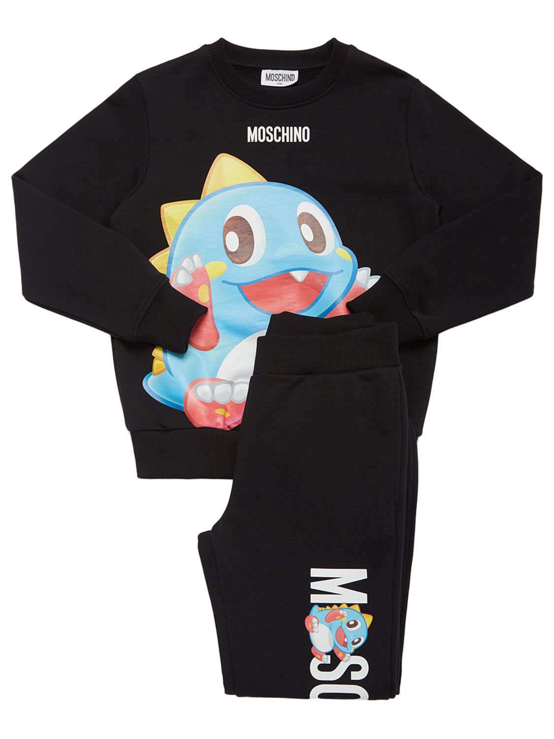Moschino Kids' Cotton Crewneck Sweatshirt & Sweatpants In Black