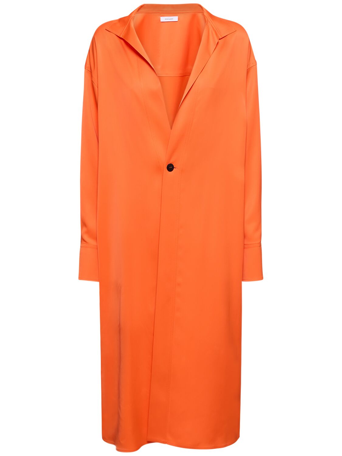 Shop Ferragamo Single Breasted Viscose Long Jacket In Orange