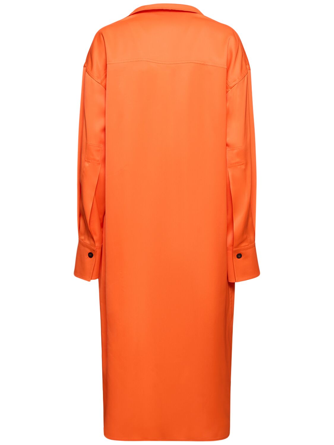 Shop Ferragamo Single Breasted Viscose Long Jacket In Orange