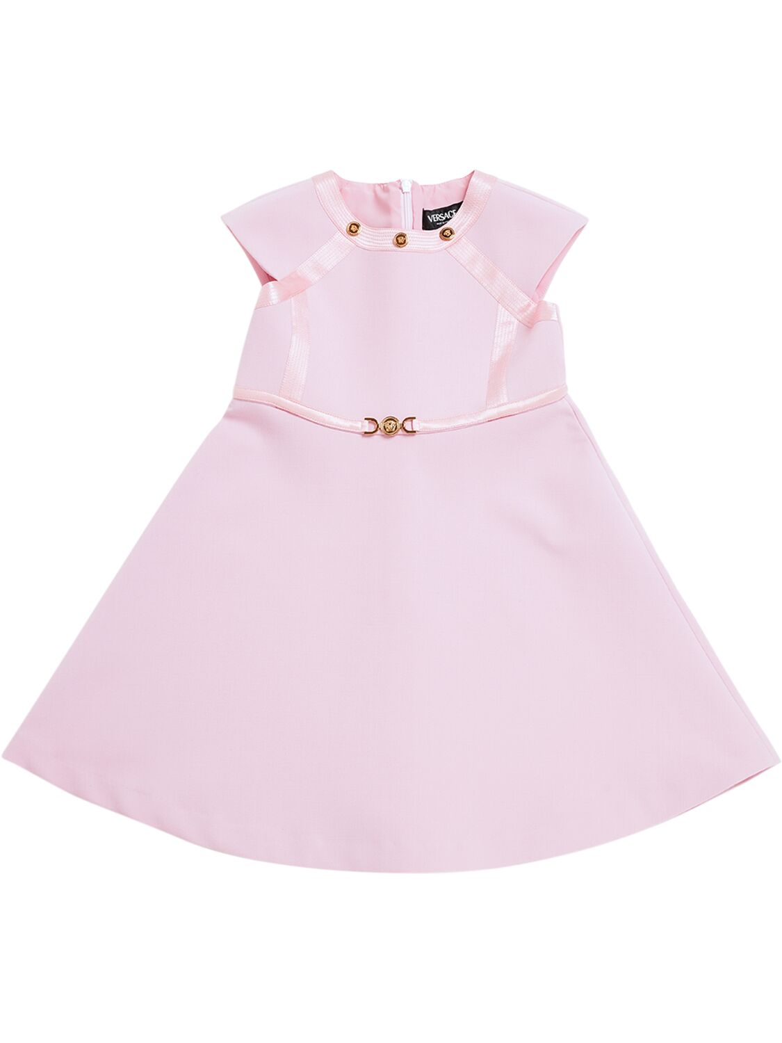 Versace Kids' Double Stretch Wool Dress In Pink