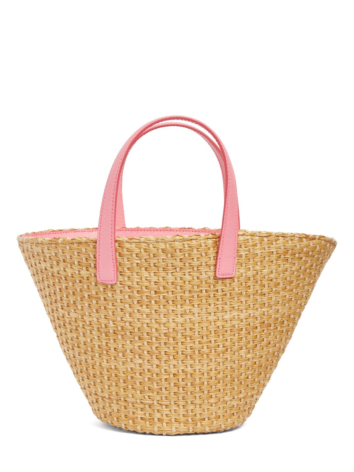Shop Dolce & Gabbana Logo Patch Woven Bag In Beige,pink