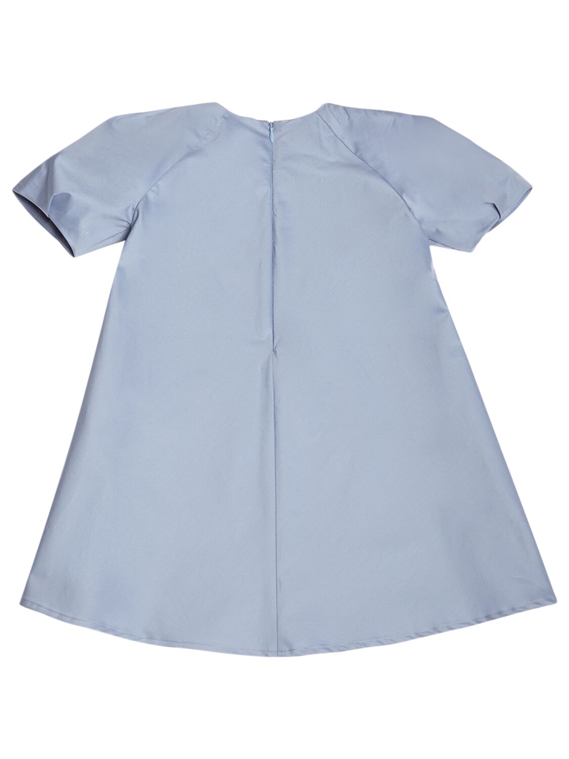 Shop Il Gufo Cotton Poplin Short Sleeve Dress In Light Blue