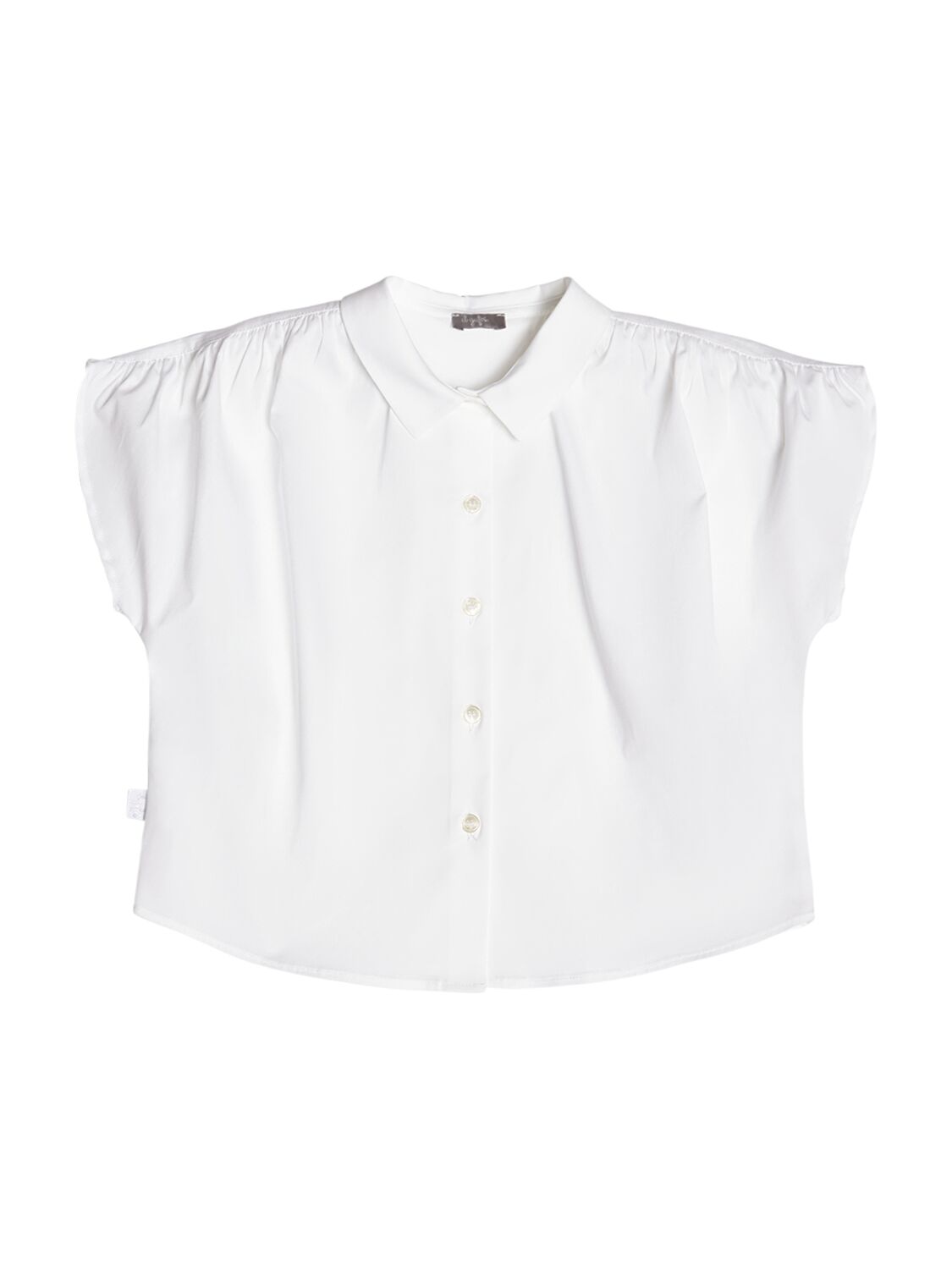 Shop Il Gufo Cotton Blend Poplin Shirt In White