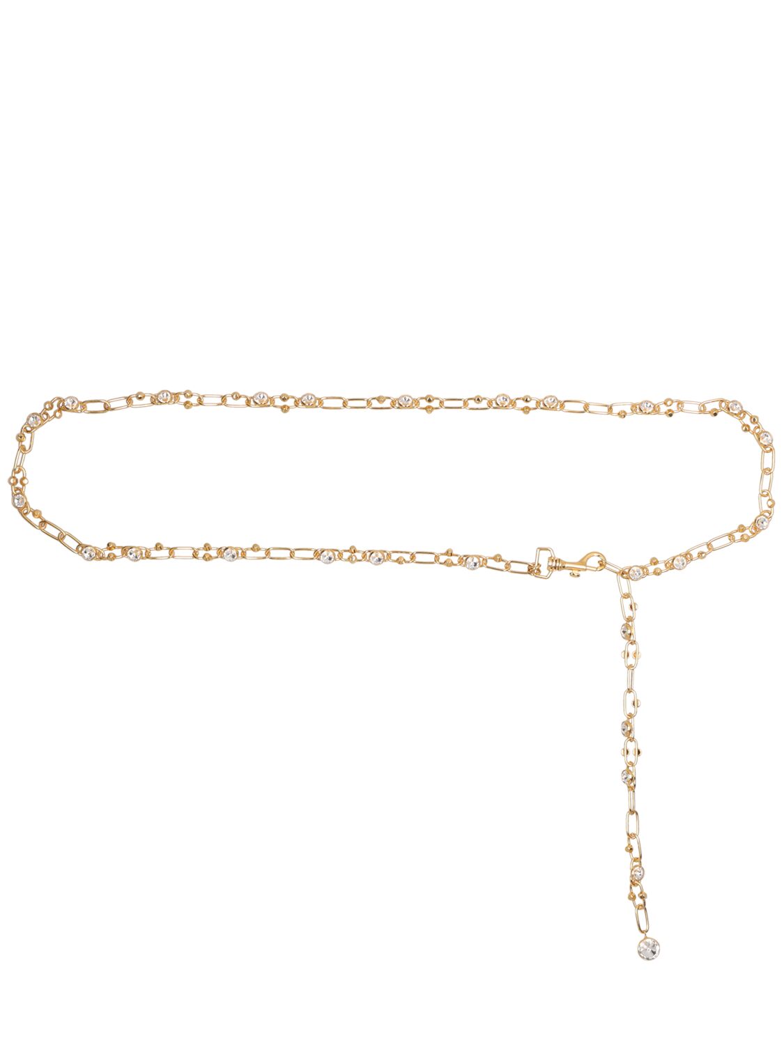Alessandra Rich Crystal & Stud Chain Belt In Gold,crystal