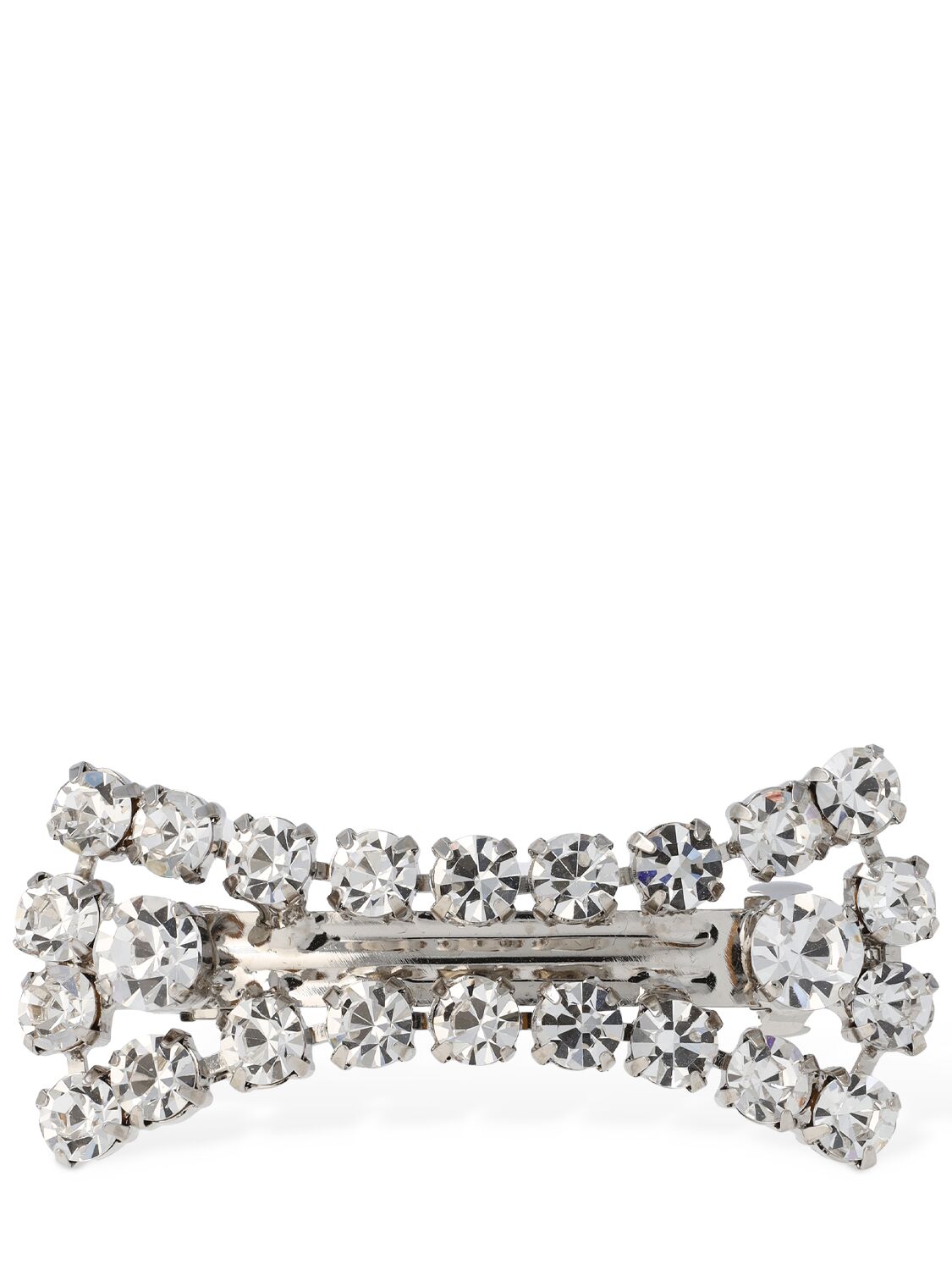 Shop Alessandra Rich Crystal Bow Hair Clip In Silver