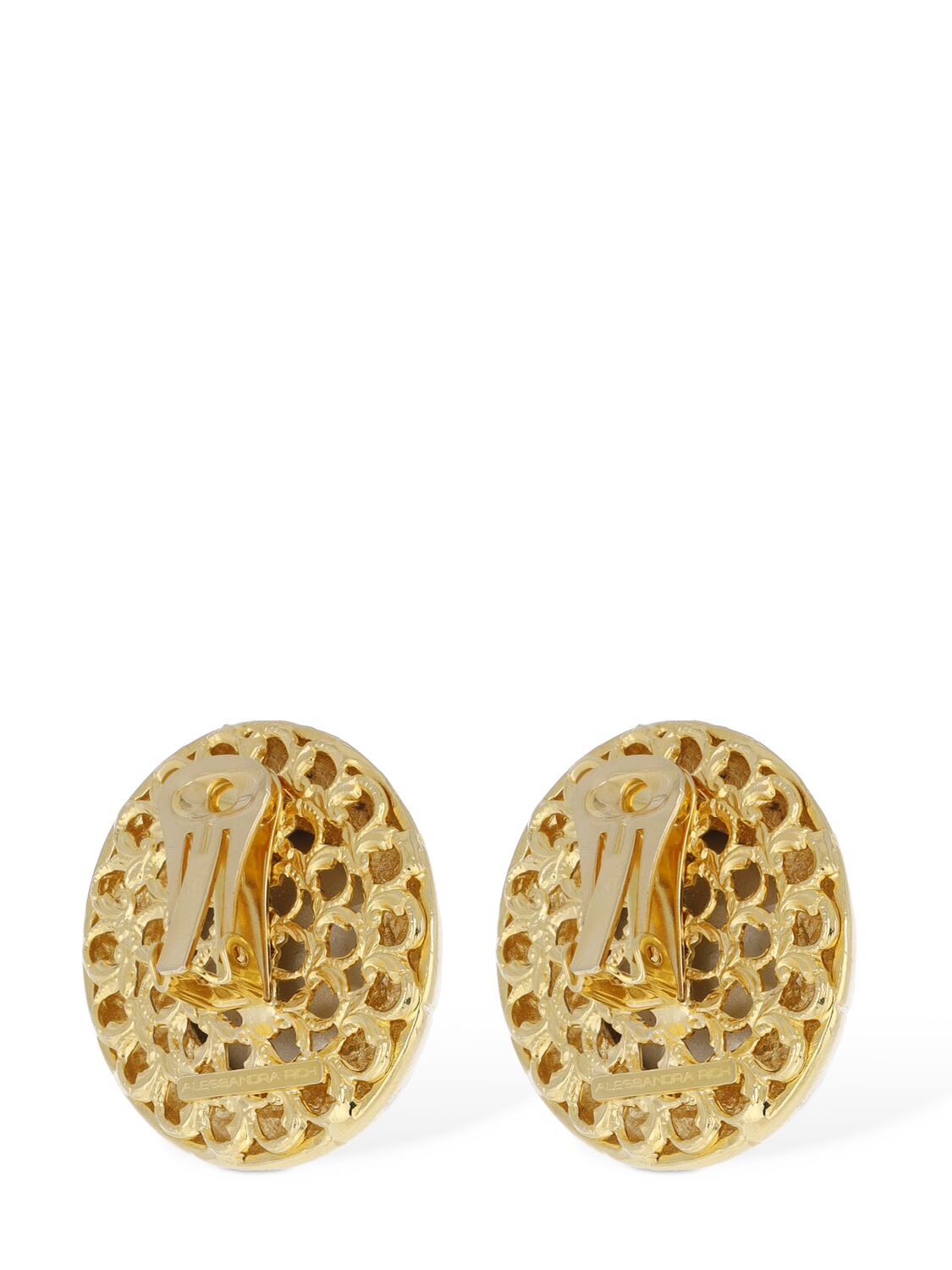 Shop Alessandra Rich Round Crystal Stud Earrings In Gold,crystal