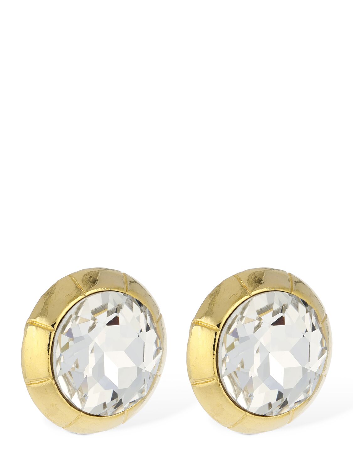 Shop Alessandra Rich Round Crystal Stud Earrings In Gold,crystal