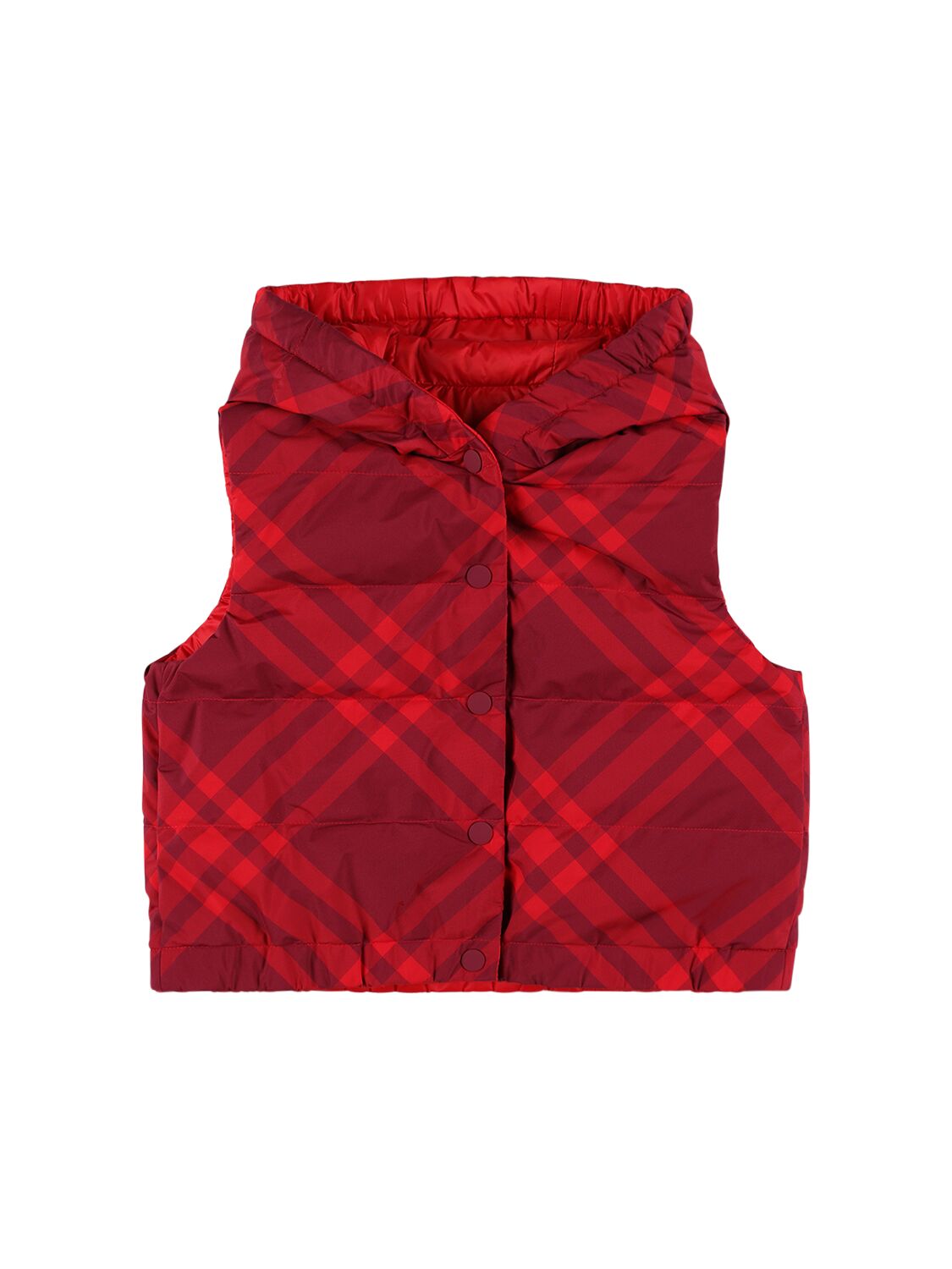 Burberry Kids' Check Print Nylon Puffer Waistcoat In Red