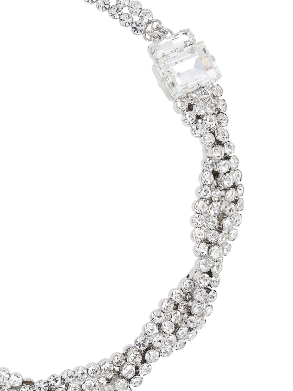 Shop Alessandra Rich Crystal Braid Collar Necklace In Silver