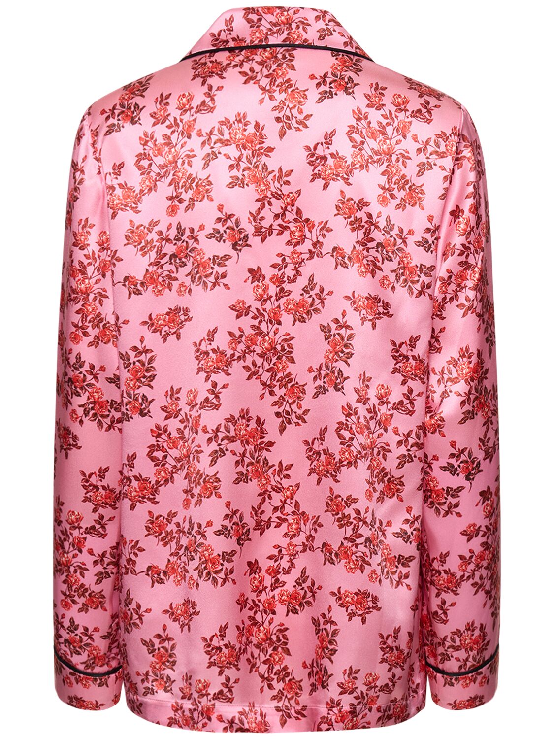 Shop Emilia Wickstead Trina Printed Silk Satin Pajama Shirt In Pink