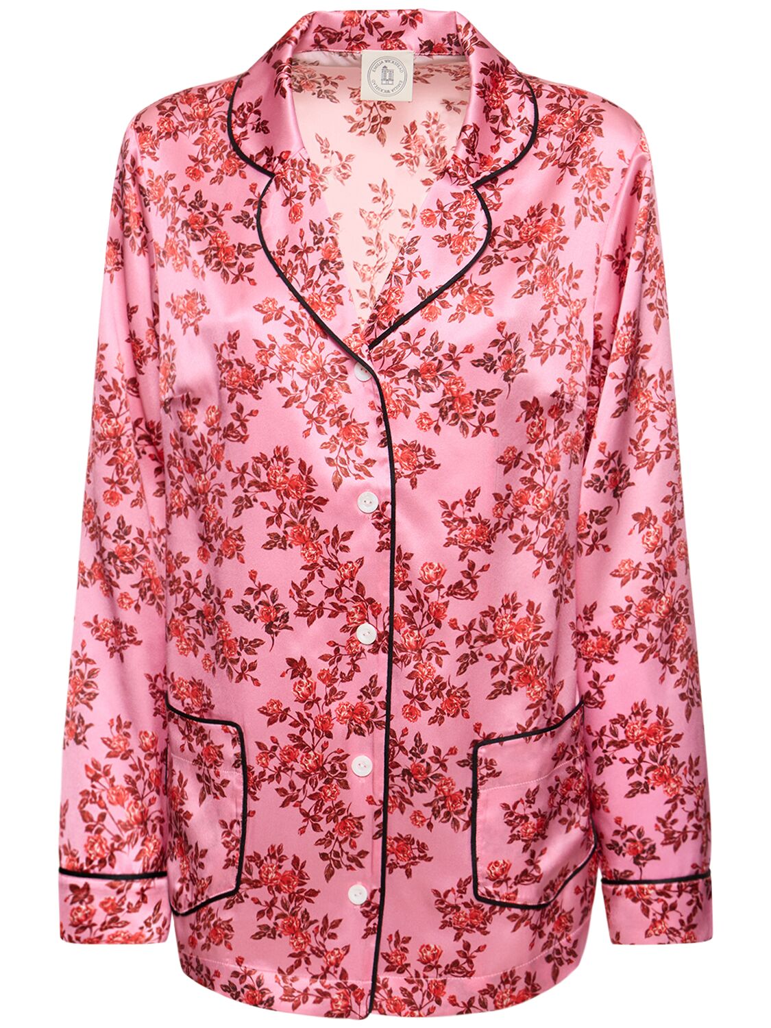 Emilia Wickstead Trina Printed Silk Satin Pajama Shirt In Pink