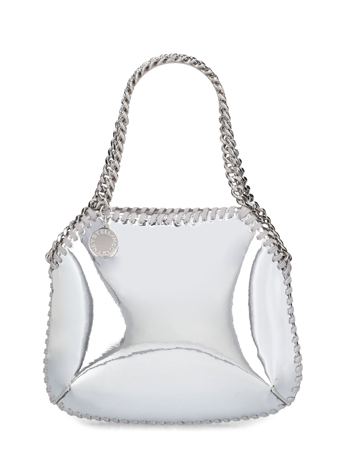 Stella Mccartney Mini Alter Mat Mirrored Top Handle Bag In Silver
