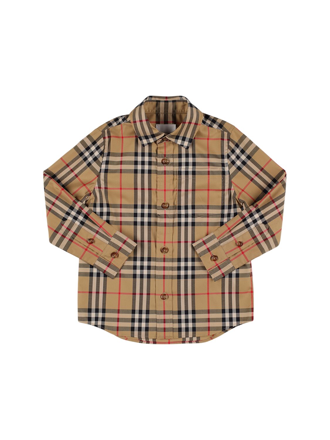 Burberry Kids' Check Print Stretch Cotton Poplin Shirt In Brown