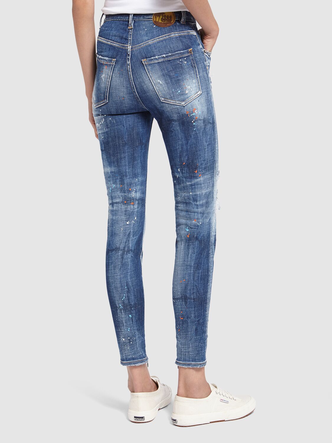 Shop Dsquared2 Twiggy Distressed Skinny Jeans In Blue