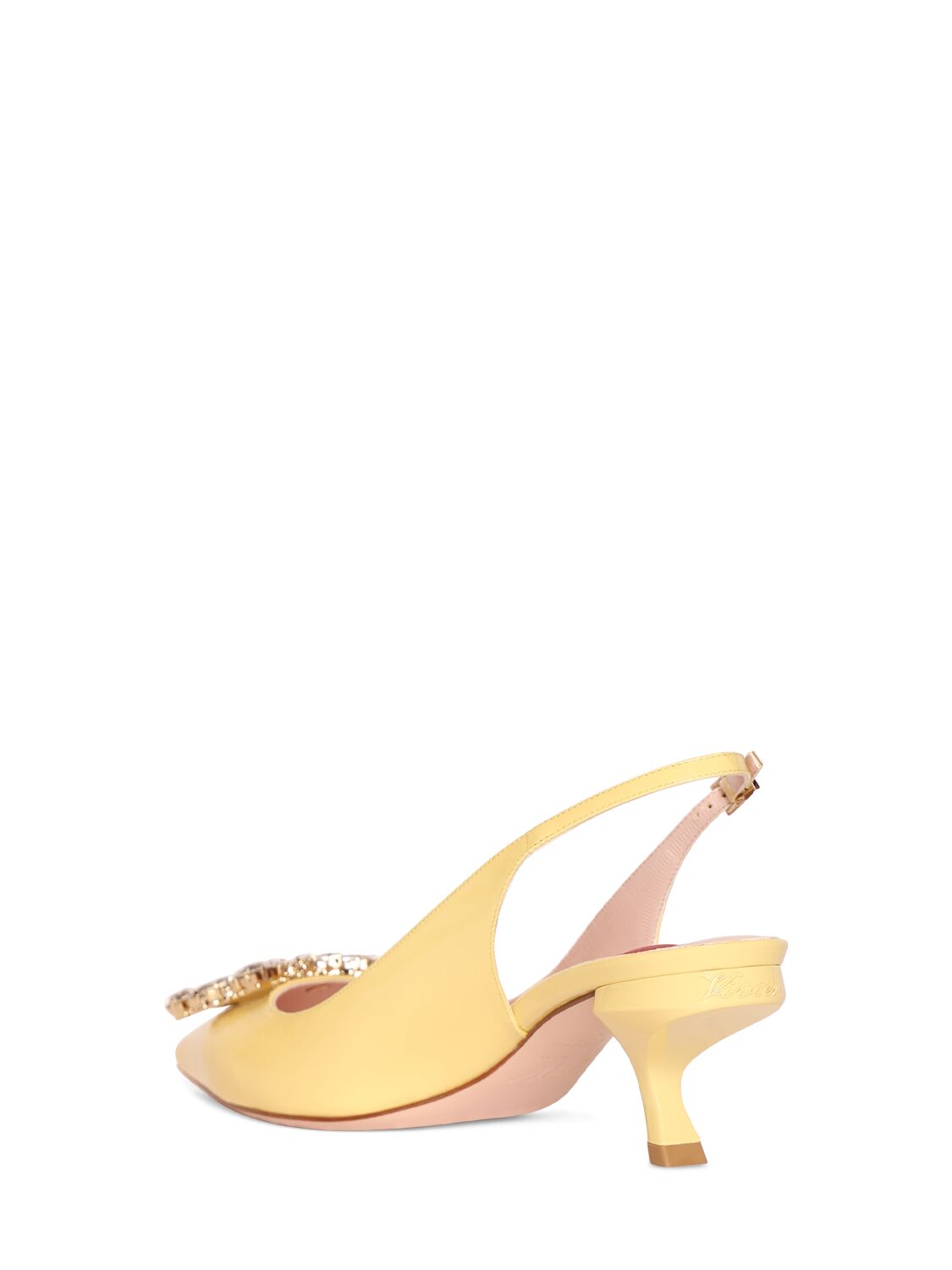 Shop Roger Vivier 55mm Virgule Patent Leather Pumps In Yellow