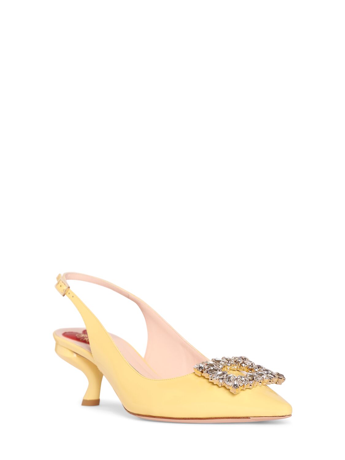 Shop Roger Vivier 55mm Virgule Patent Leather Pumps In Yellow