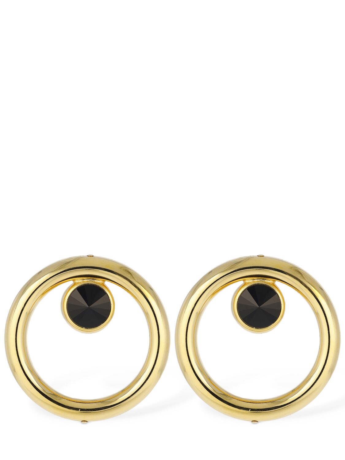 Alessandra Rich Hoop Crystal Earrings In Gold,black