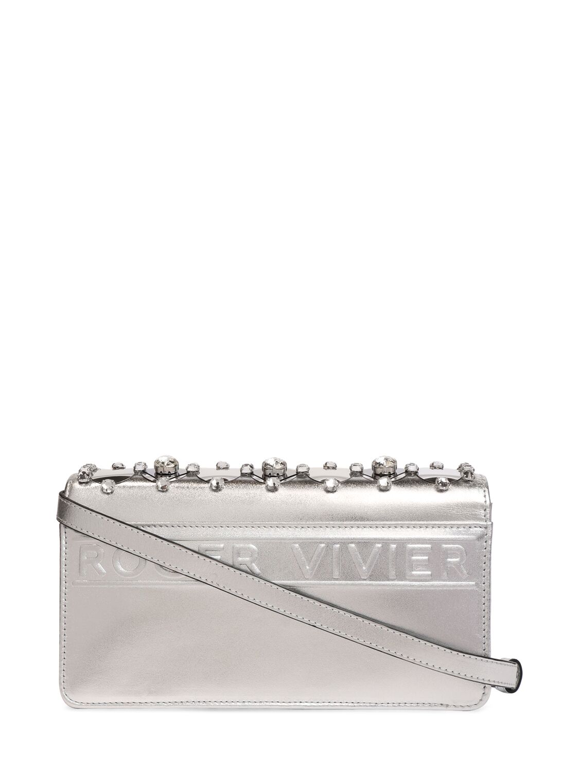 Shop Roger Vivier Mini Viv Choc Disco Shoulder Bag In Silver