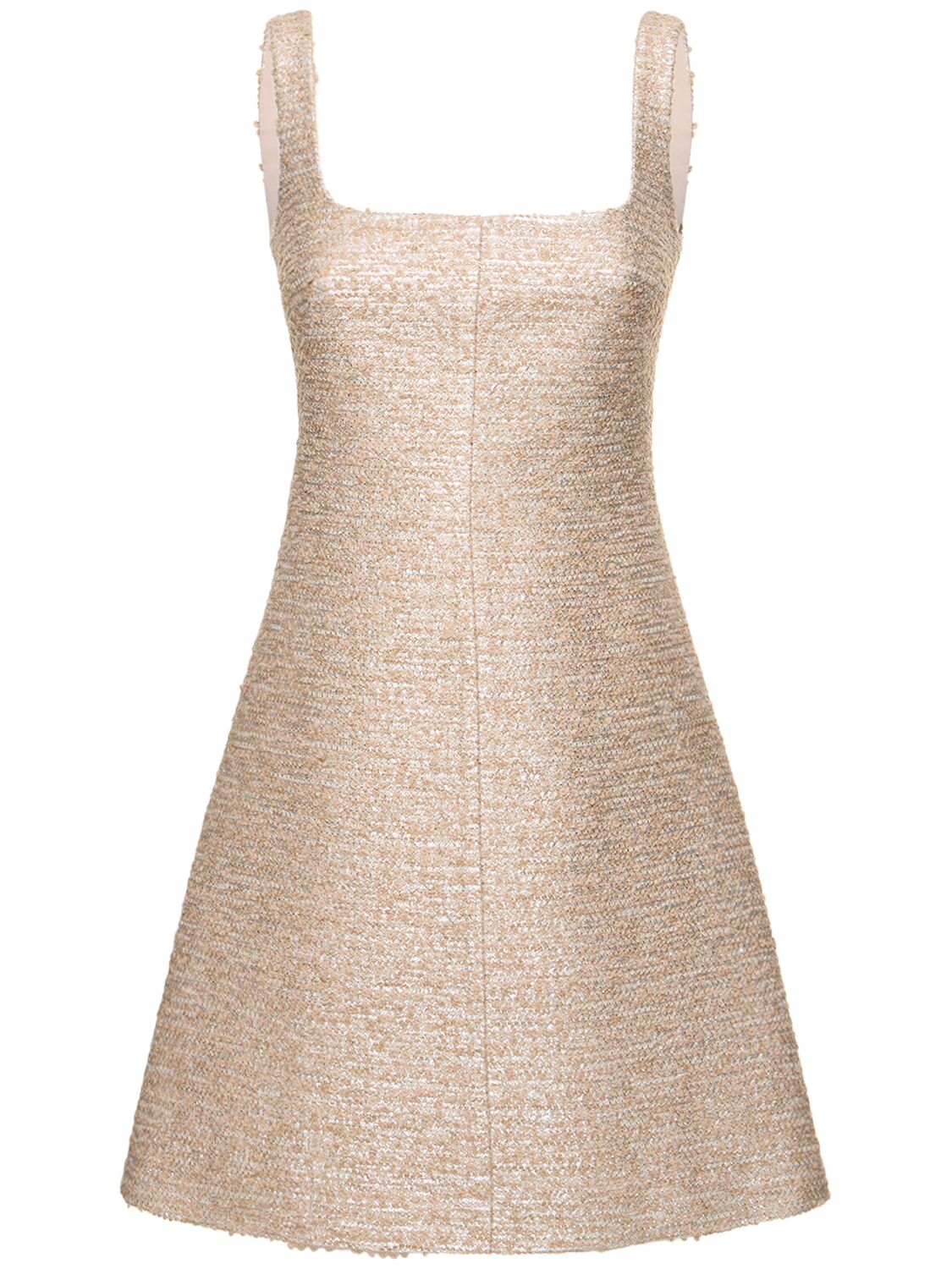 Emilia Wickstead Tibby Jacquard Tweed A-line Minidress In Beige,silver