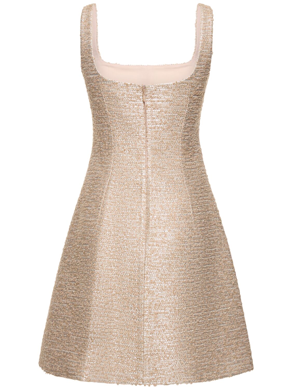 Shop Emilia Wickstead Tibby Jacquard Tweed A-line Minidress In Beige,silver