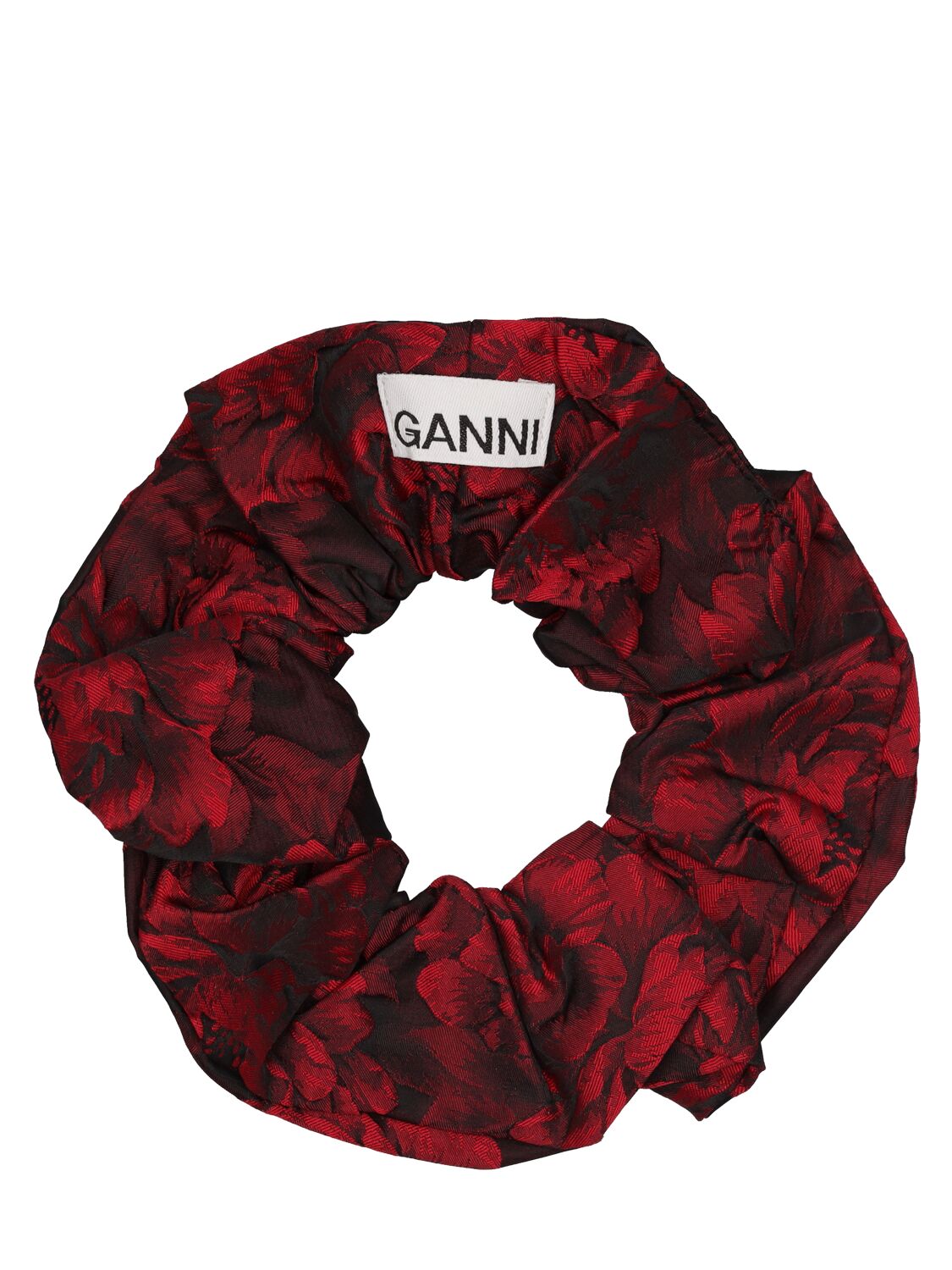 Ganni Jacquard-scrunchie In High Risk Red