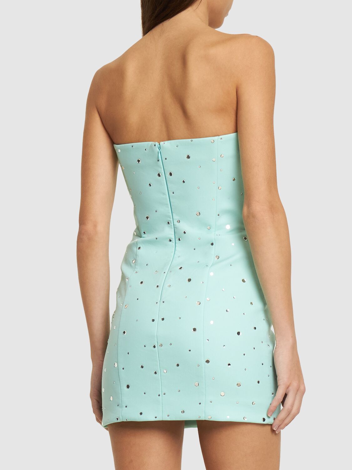 Shop Giuseppe Di Morabito Embellished Strapless Mini Dress In Aquamarine