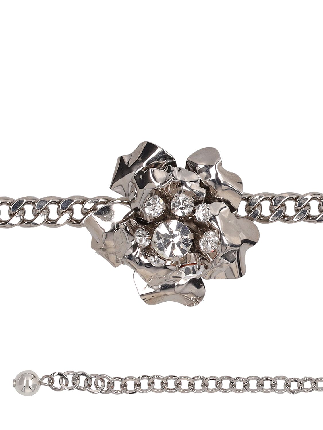 Shop Alessandra Rich Rose Chain Belt In Silver