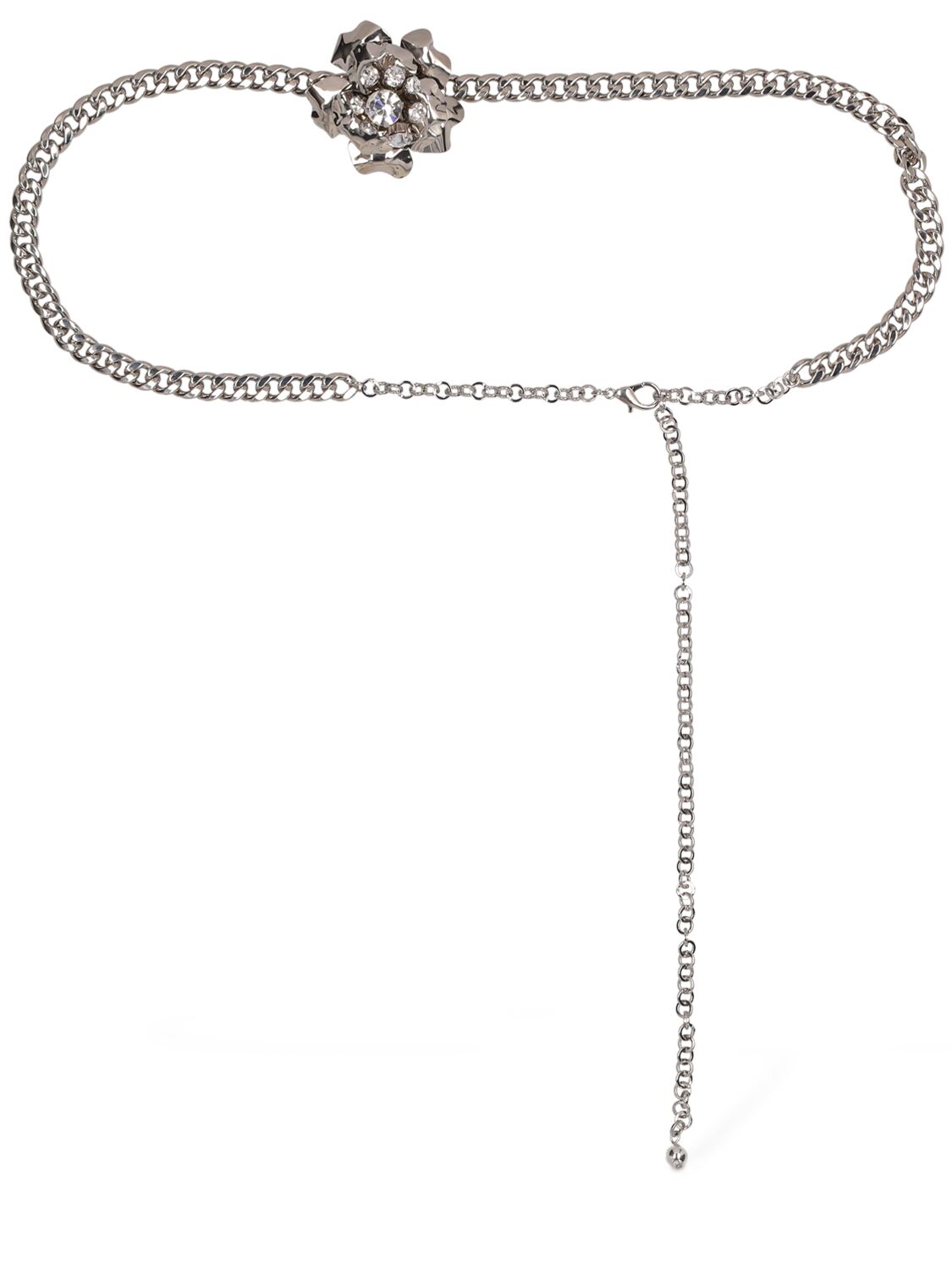 Alessandra Rich Rose Chain Belt In Silver