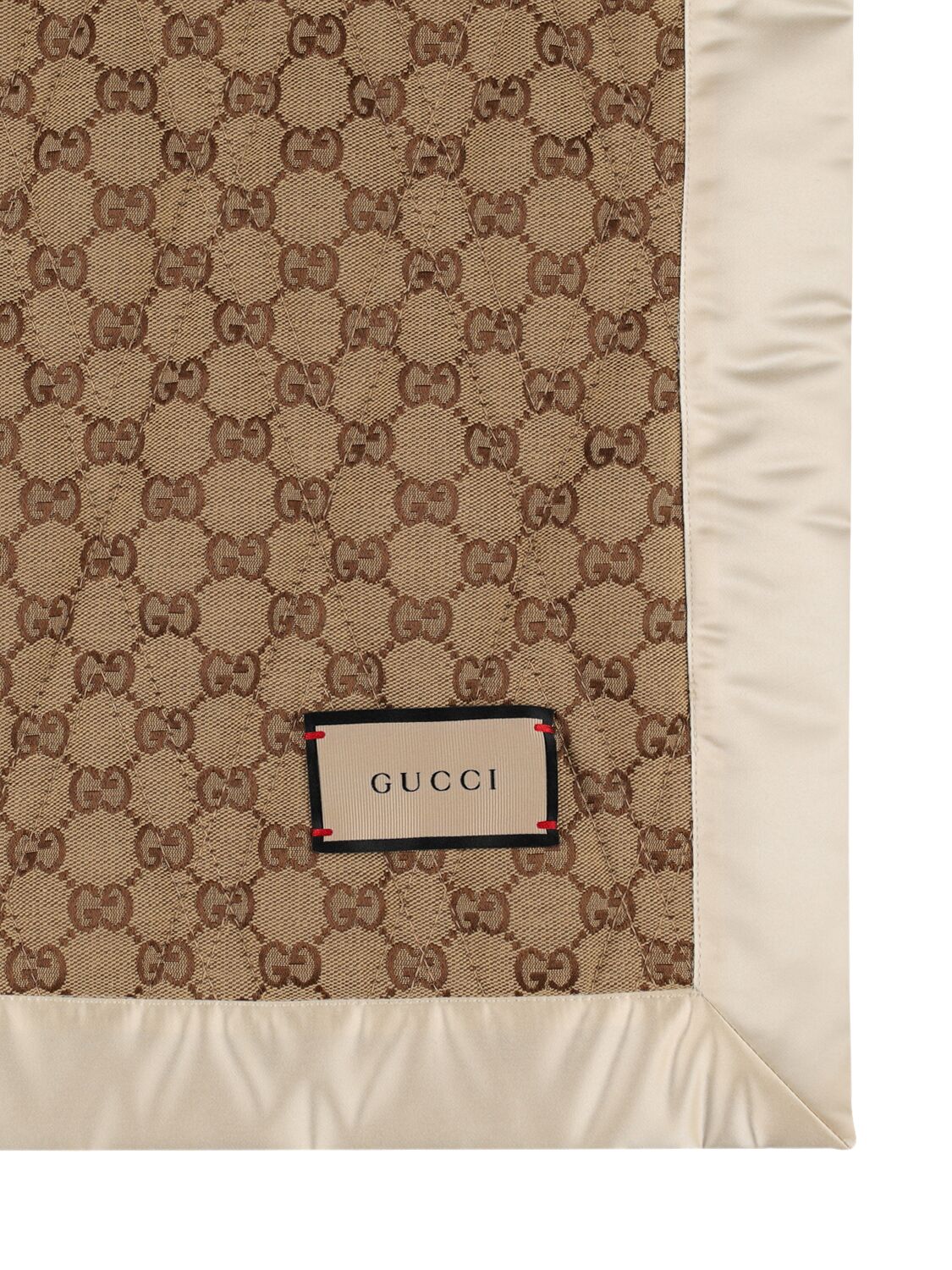 Shop Gucci Gg Jumbo Quilted Cotton Blend Blanket In Beige,ebony