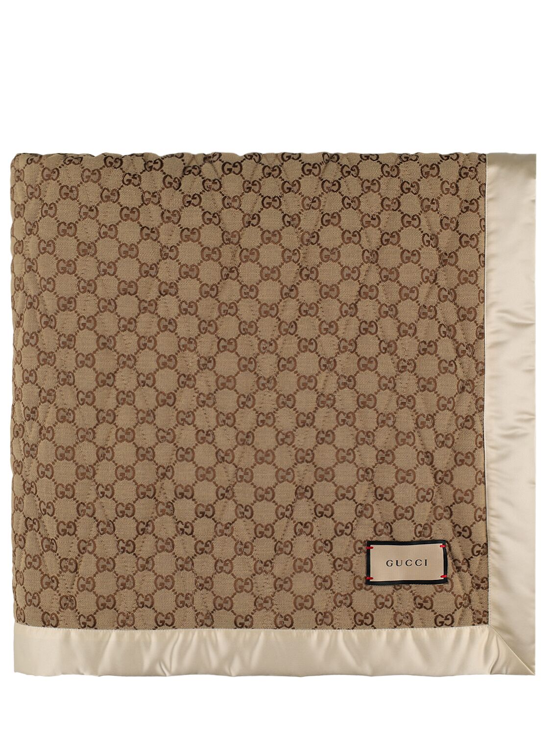 Gucci Gg Jumbo Quilted Cotton Blend Blanket In Beige,ebony