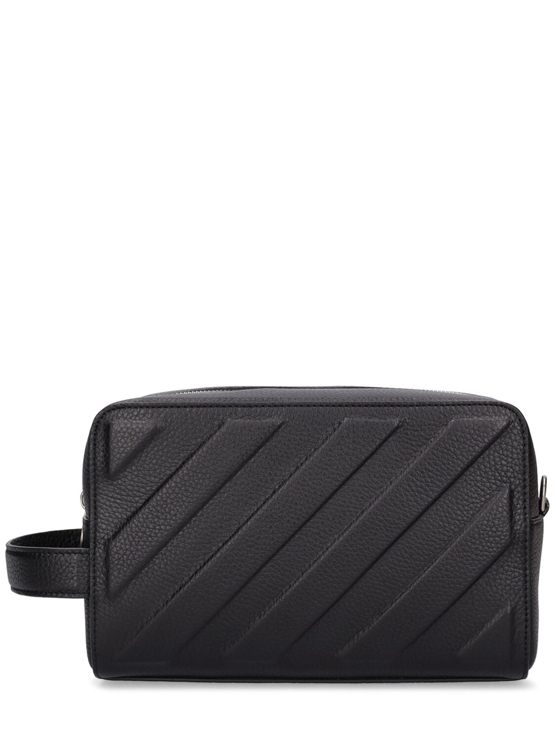 Off-white 3d Diagonal Leather Pouch In Black