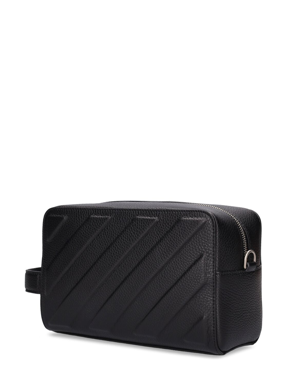 Shop Off-white 3d Diagonal Leather Pouch In Black