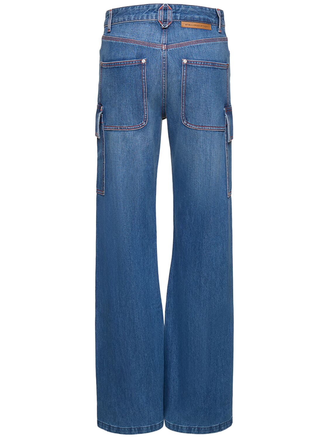 Shop Stella Mccartney Denim Flared Cargo Jeans In Blue