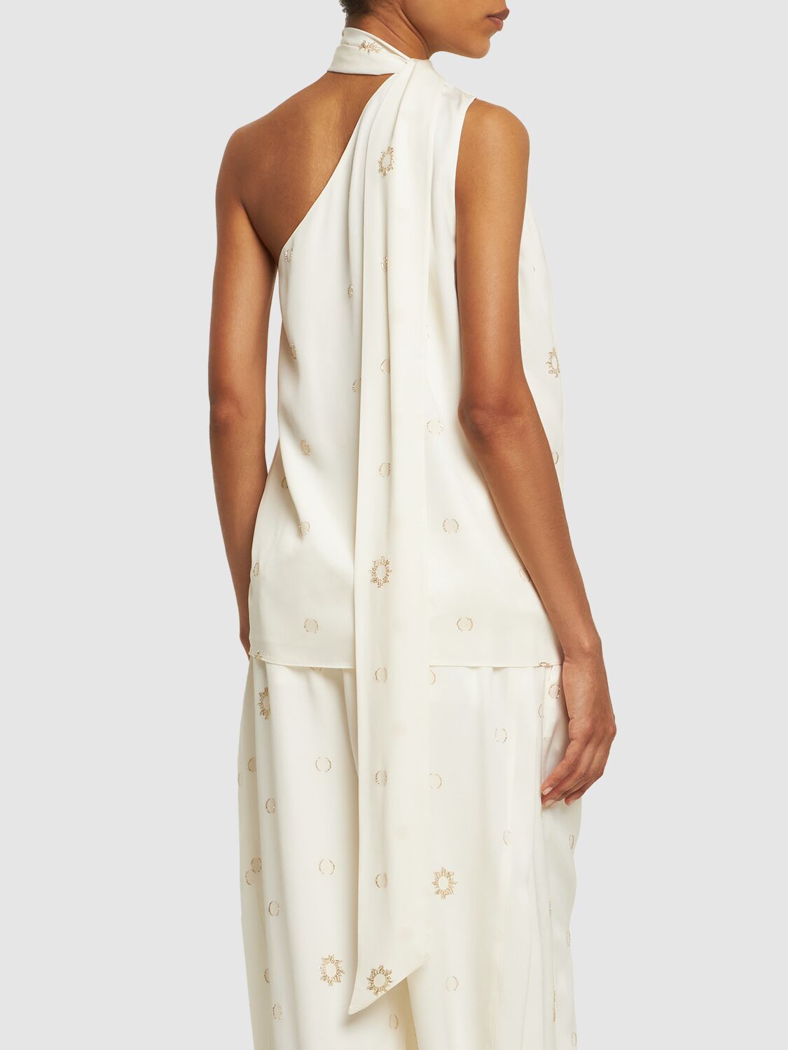 Shop Stella Mccartney Embellished Asymmetric Sleeveless Top In White