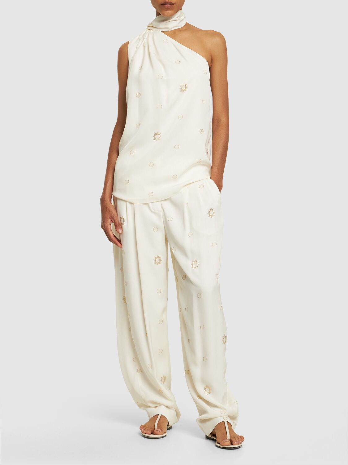 Shop Stella Mccartney Embellished Asymmetric Sleeveless Top In White